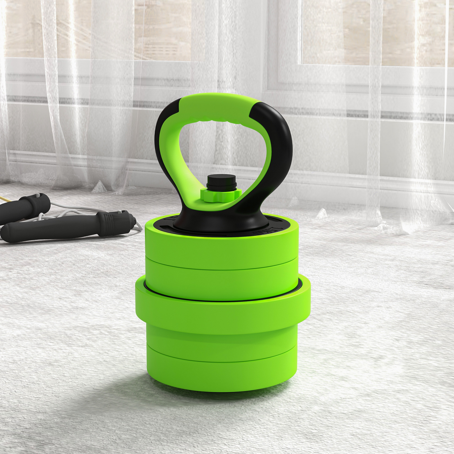 30kg COMPLETE Adjustable Weight and Dumbbells Set, Barbell, Kettlebell, Push Up Stand (Green)