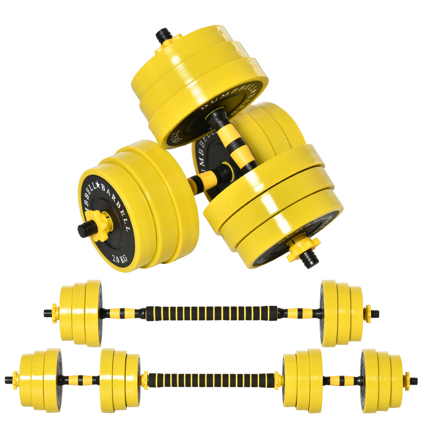 30KG Dumbbell & Barbell  Adjustable Set Plate with Bar