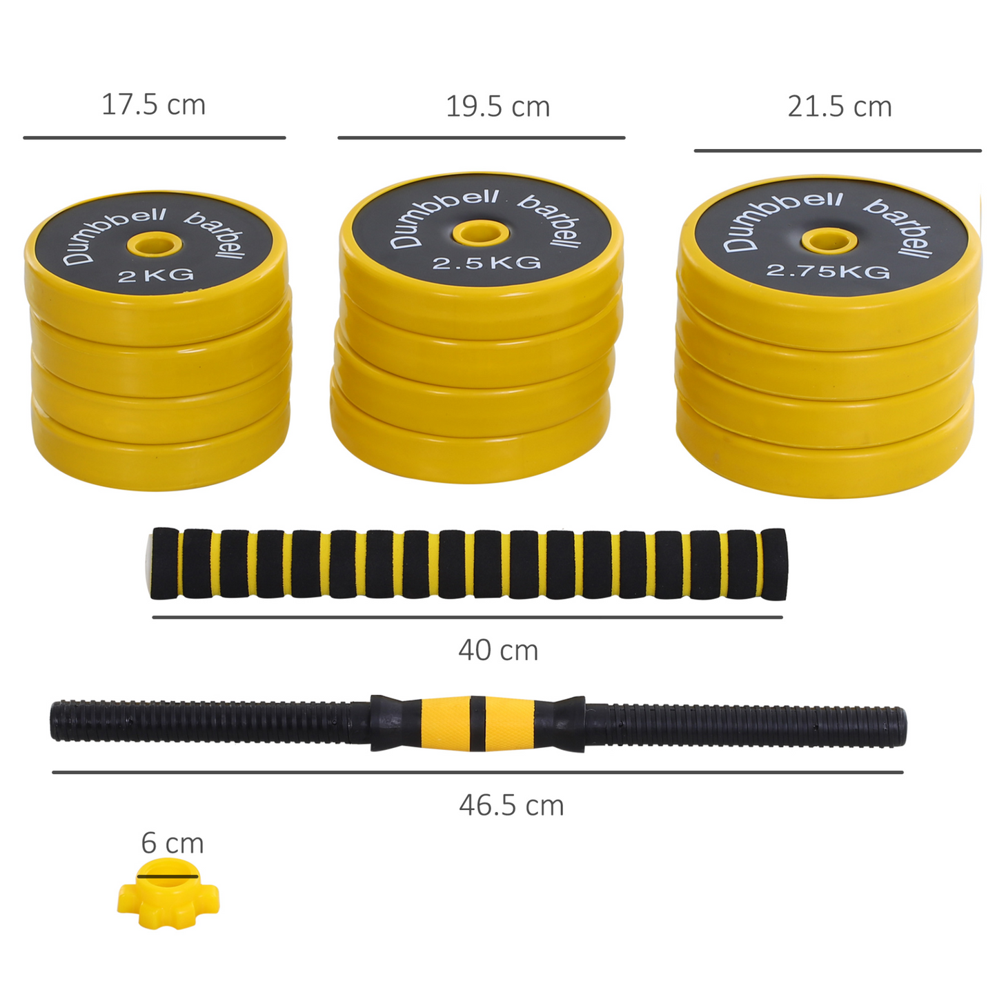 30KG Dumbbell & Barbell  Adjustable Set Plate with Bar