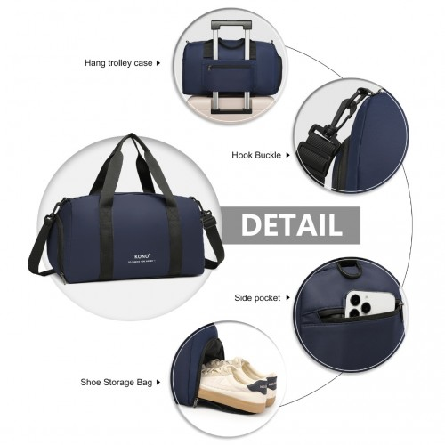 Waterproof Duffel Bag Lightweight Sports Gym Bag With Shoes Compartment - Navy