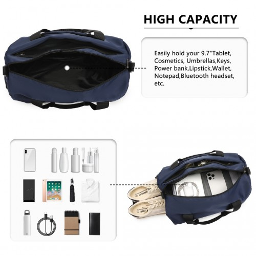 Waterproof Duffel Bag Lightweight Sports Gym Bag With Shoes Compartment - Navy